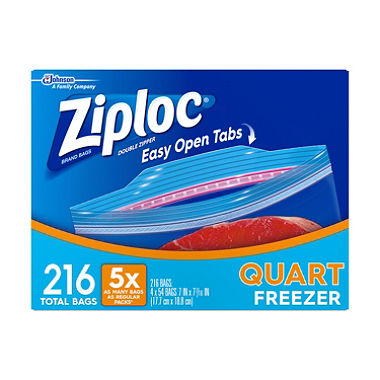 BAG ZIPLOCK FREEZER QUART 4/54 CT (216 TOTAL BAGS)