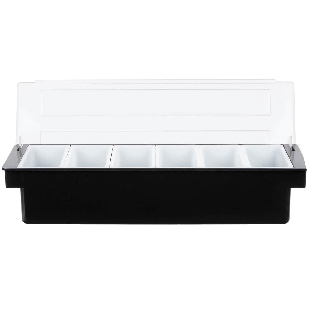 CONDIMENT CADDY DISPENSER BLACK 6 COMPARTMENT WINCO