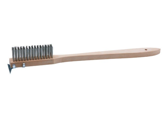 BRUSH WIRE 20&quot; O.A.L., WIRE BRISTLES WINCO BR-500, WOOD