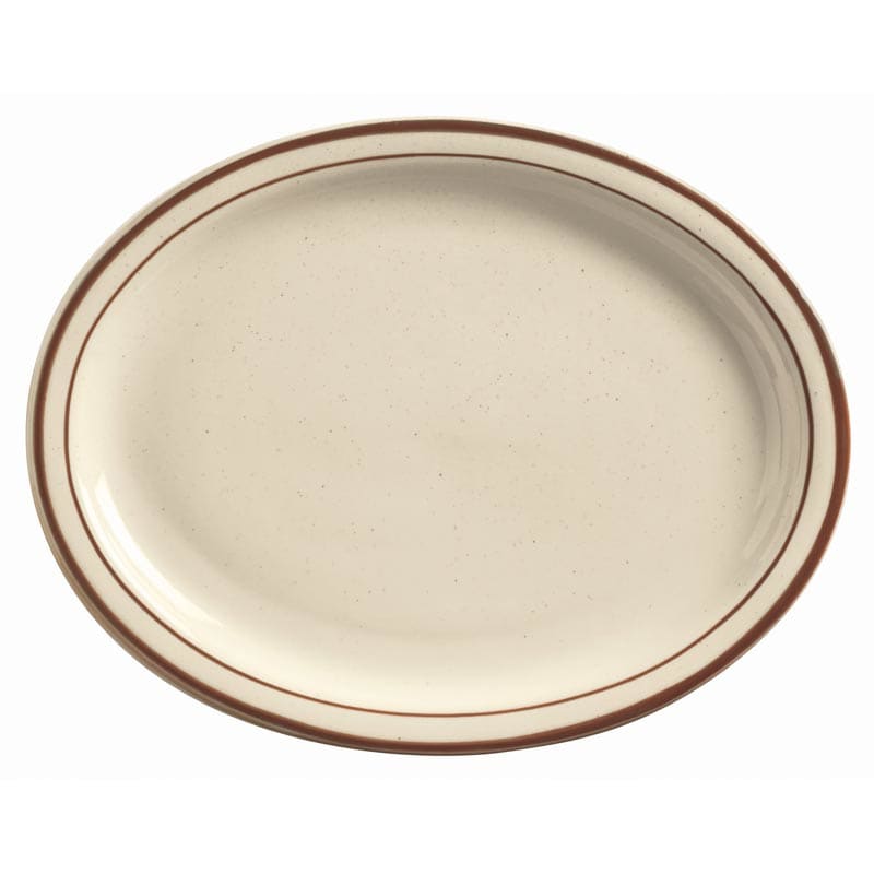 CHINA PLATTER 13.25&quot;X10.125 12/CS WTI DSD-14 BROWN